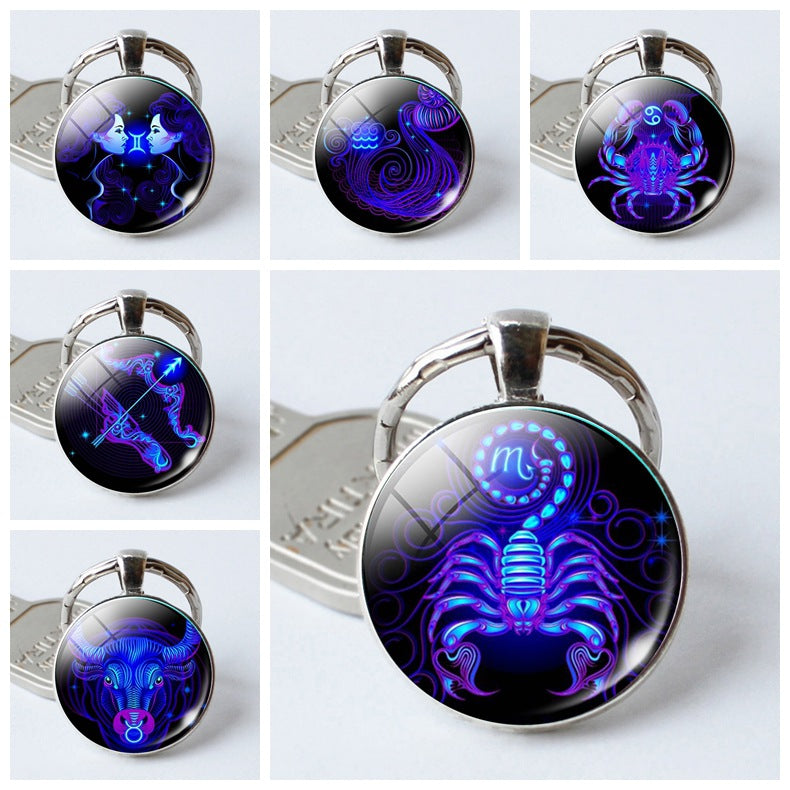 Time Stone Metal Keychains (12constellations)